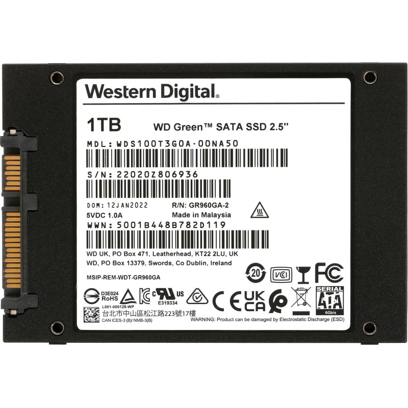 SSD накопитель WD Green 2,5&#039; SATA 1Tb(WDS100T3G0A)