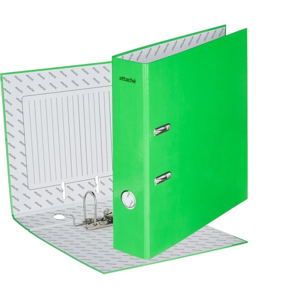 Папка-регистратор 75мм Attache Neon А4 зеленый б/мет уголка, лам картон Папка-регистратор 75мм Attache Neon А4 зеленый б/мет уголка, лам картон