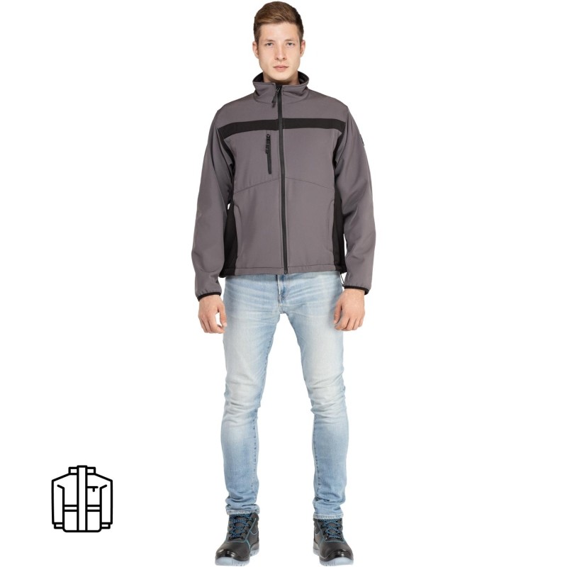 Куртка муж демисезонная софтшел LULEA cер/черн р.3XL(арт.LULE2GR3X)