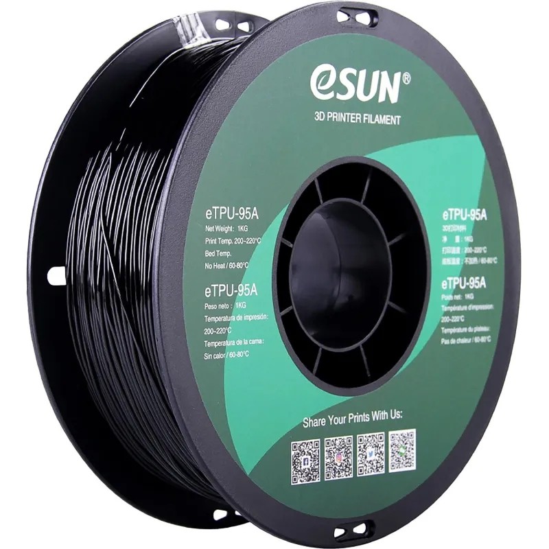 Катушка eTPU-95A пластика ESUN 1.75 мм 1кг., черная (eTPU-95A175B1)