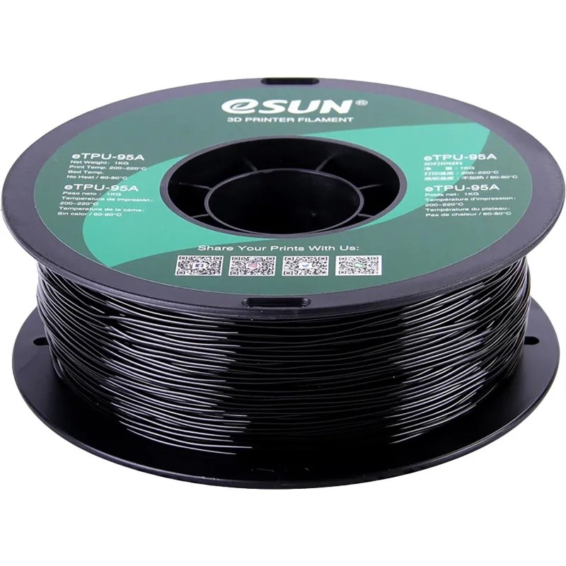 Катушка eTPU-95A пластика ESUN 1.75 мм 1кг., черная (eTPU-95A175B1)