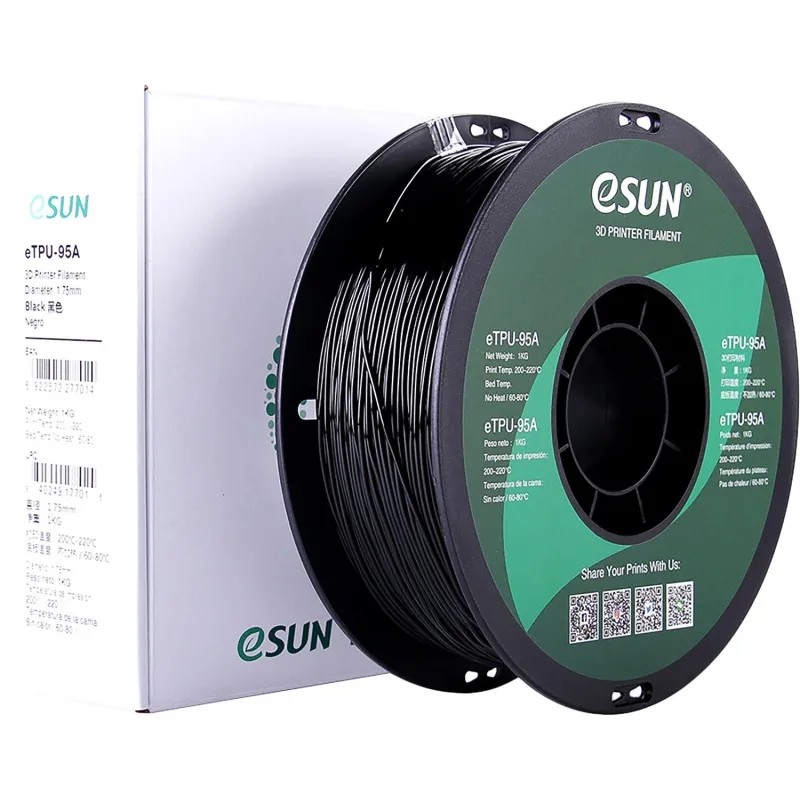 Катушка eTPU-95A пластика ESUN 1.75 мм 1кг., черная (eTPU-95A175B1)