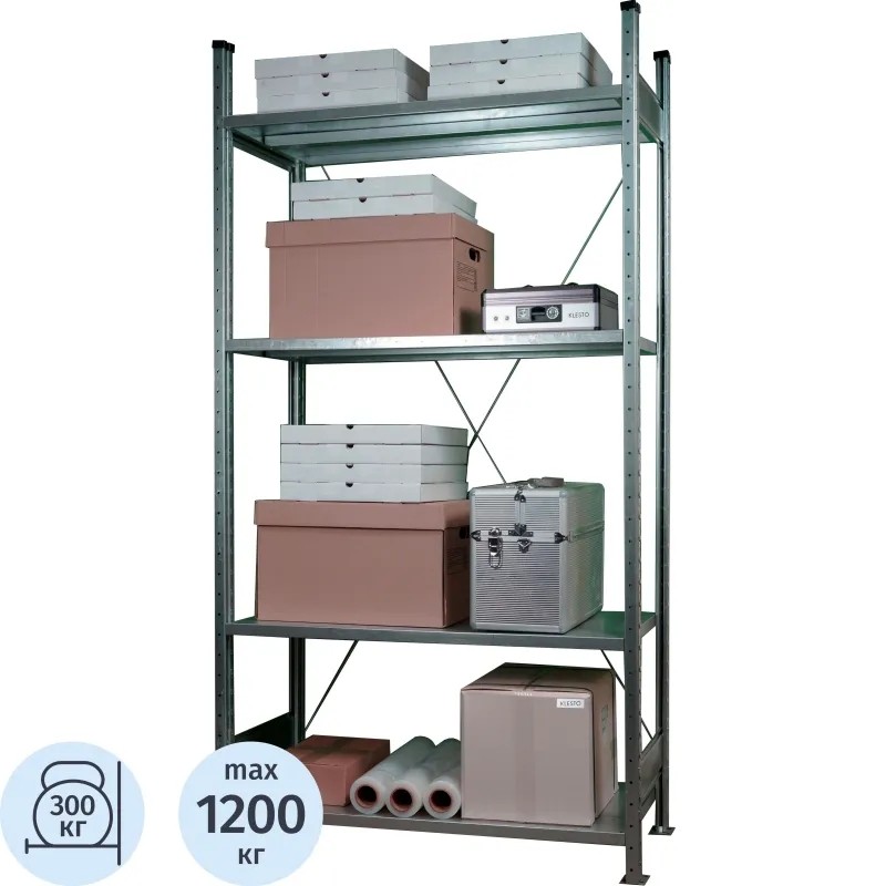 Стеллаж металлический Klesto НE204-312 4 полки 1330х300х2000