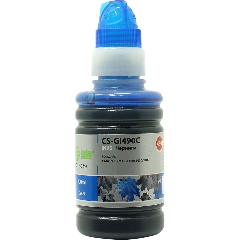 Чернила Cactus CS-GI490C GI-490 100мл для Canon Pixma G2400/G1400 голубой