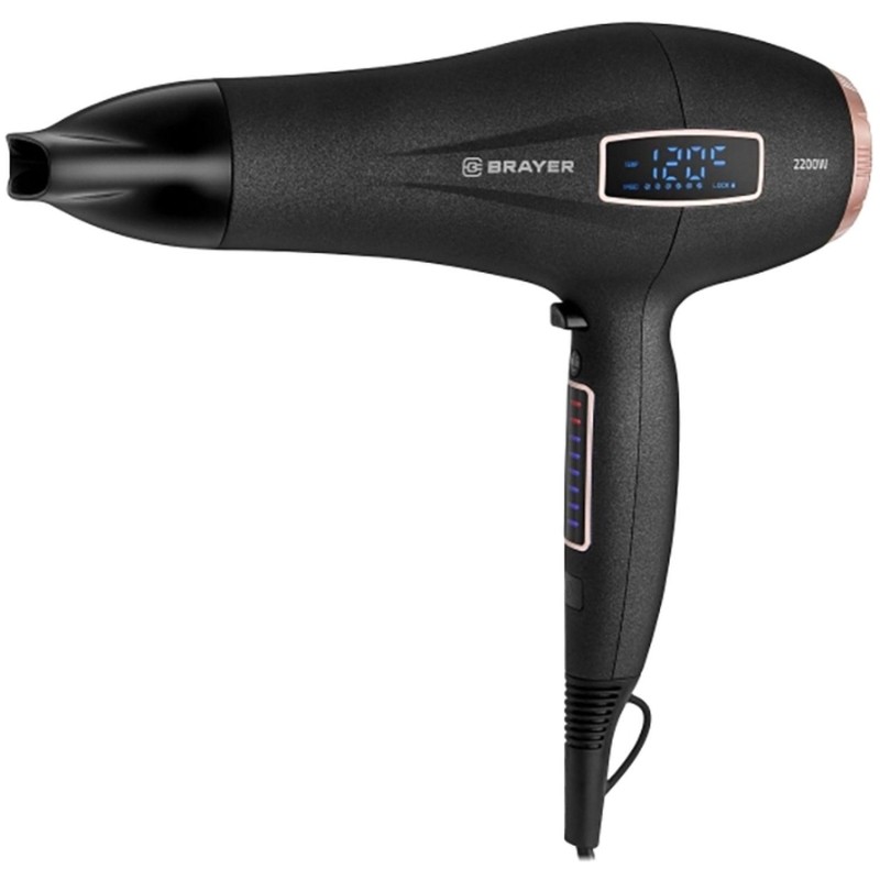 Фен BRAYER BR3001, 2200 Вт, LED, 6 cкор, 8 темп. Дифузор