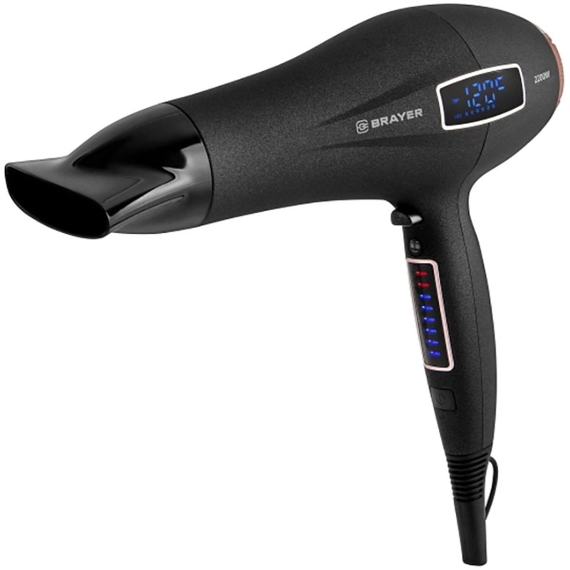 Фен BRAYER BR3001, 2200 Вт, LED, 6 cкор, 8 темп. Дифузор