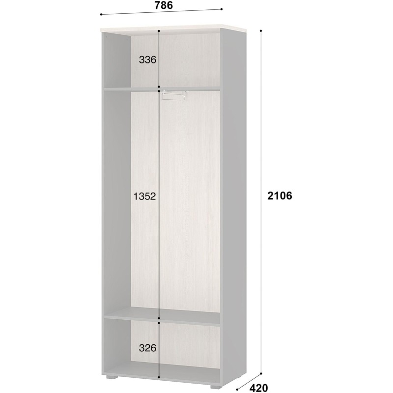 Гардероб узкий К-Loft 241H010 выс.2106 дуб скандин./графит