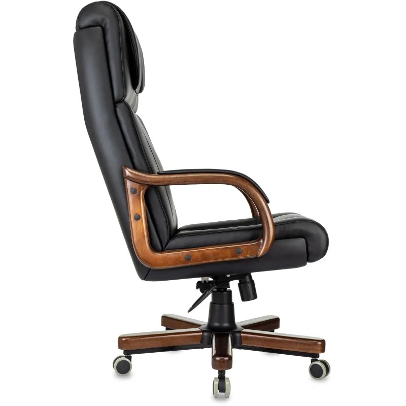 Кресло VB_ Бюрократ T-9933Walnut черный эко.кожа крестов. металл/дерево