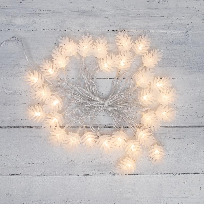 Гирлянда светодиодная Шишки 5 м, 30LED, прозр ПВХ, с контр, Теп бел 303-069