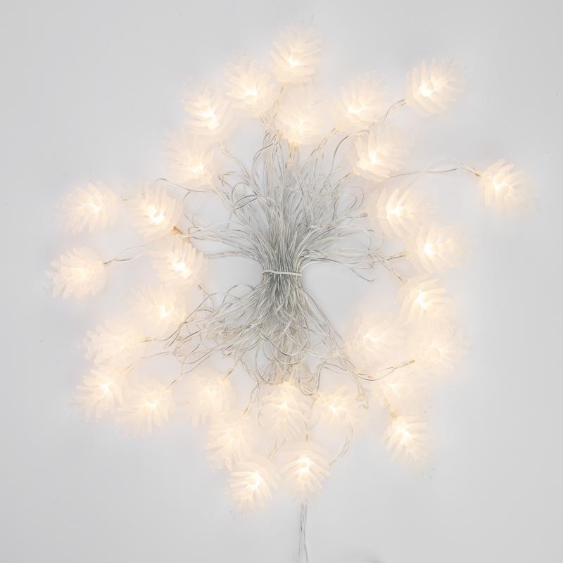 Гирлянда светодиодная Шишки 5 м, 30LED, прозр ПВХ, с контр, Теп бел 303-069