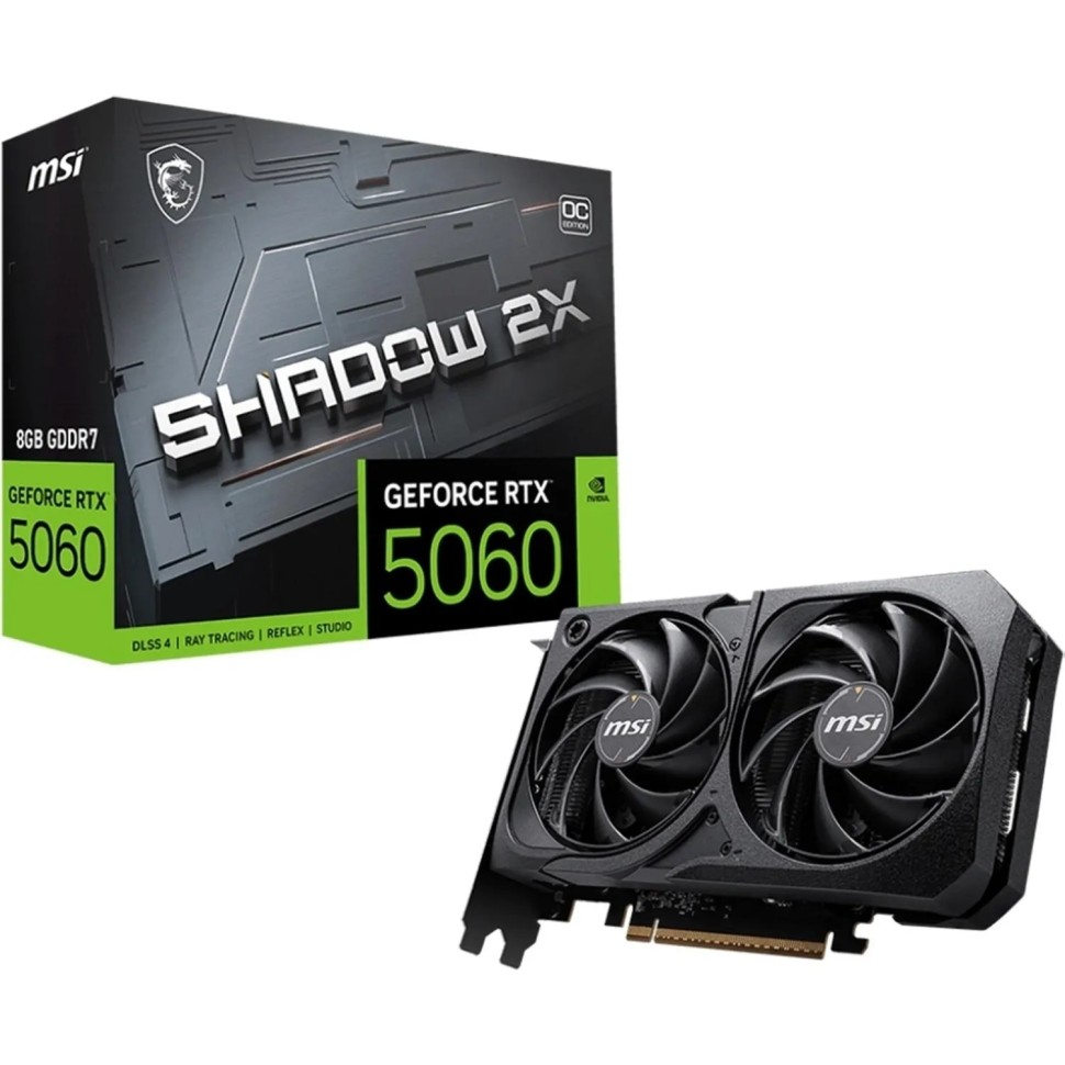 Видеокарта MSI RTX 5060 SHADOW 2X OC 8GB GDDR7 128bit 3xDP HDMI 2FAN
