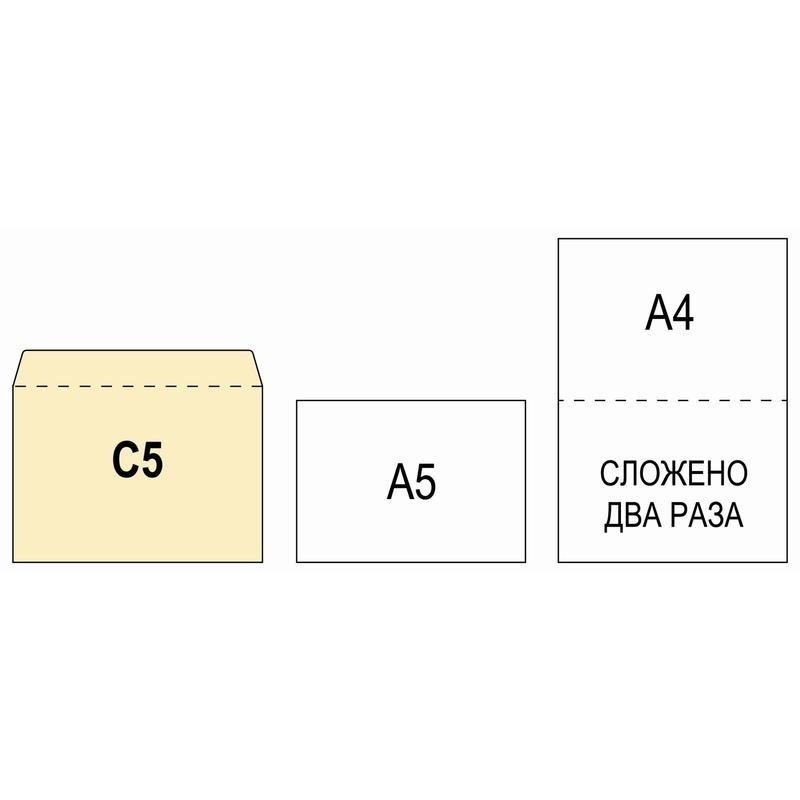 Конверт С5 (162х229мм), декстрин, пр.окно 90х60 без запечатки, 80г, 1000шт
