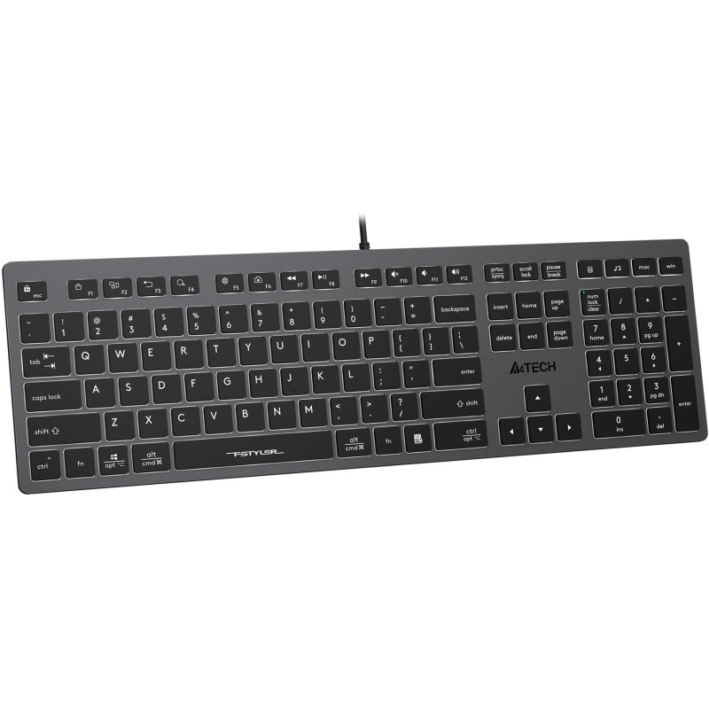 Клавиатура A4Tech Fstyler FX60 серый USB slim LED (FX60 GREY / WHITE)