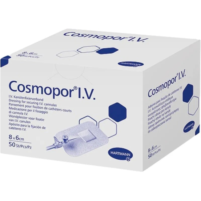 Повязка д/фикс.катет. 8х6см  50шт/уп COSMOPOR I.V. 9008055