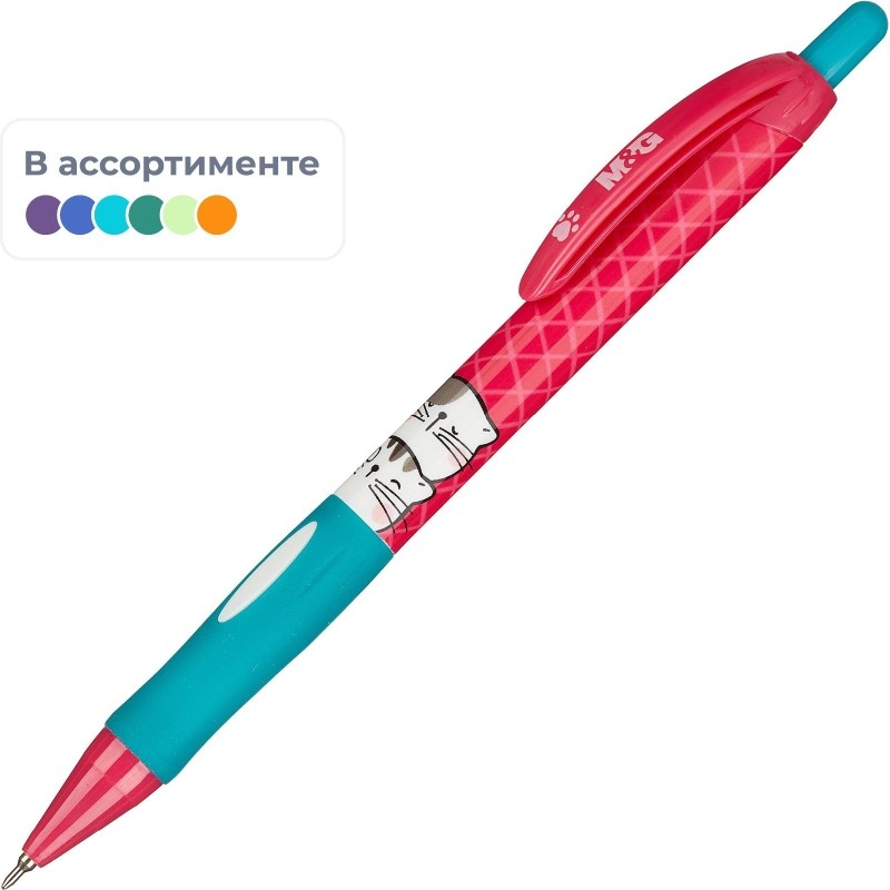 Ручка шариковая автомат. M&amp;GSoManyCatsсин,масл,ман,ассABP87679220562C
