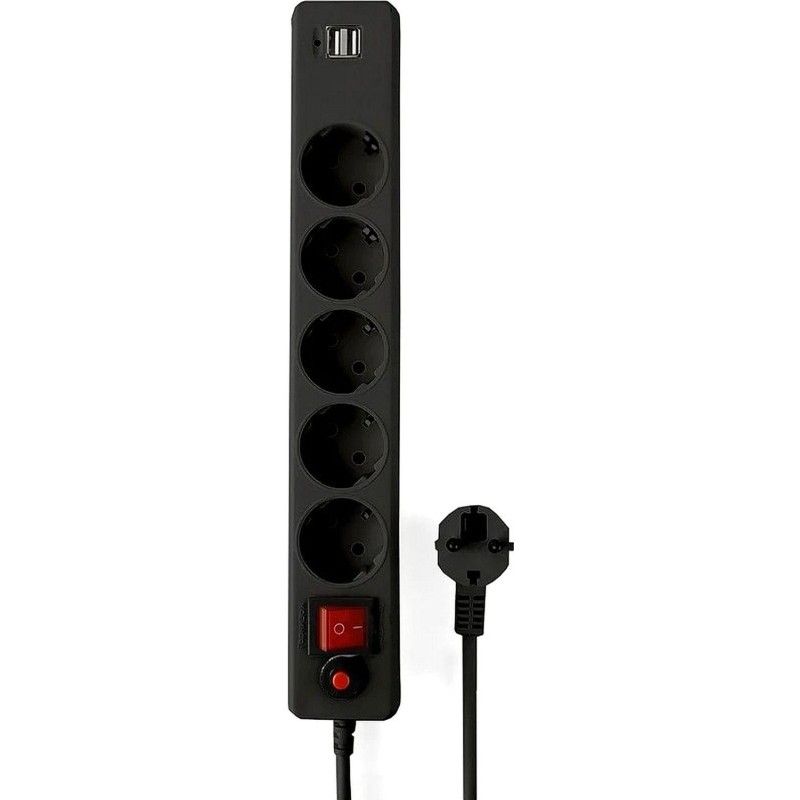Сетевой фильтр Гарнизон ECL-5-U2-B-1.8 5р/1,8м, 10А, 2xUSB, черный
