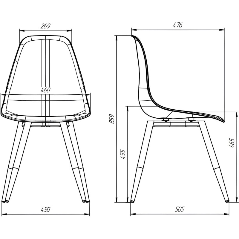 Стул Комус EAMES PLAST HN BLACK (BOX-4) (KM) RU K01 белый/черный