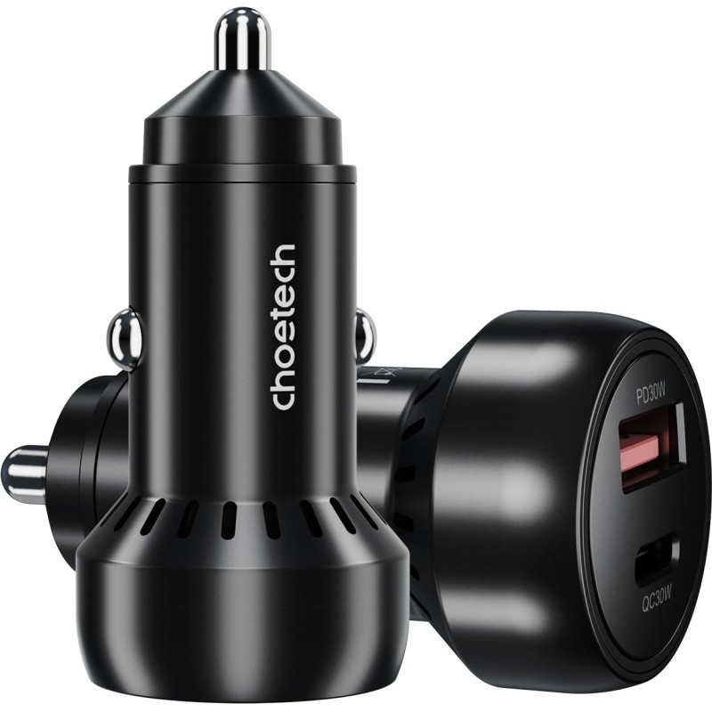 Зарядное устройство в авто Choetech 60 Вт USB A QC+USB C PD(TC0014)