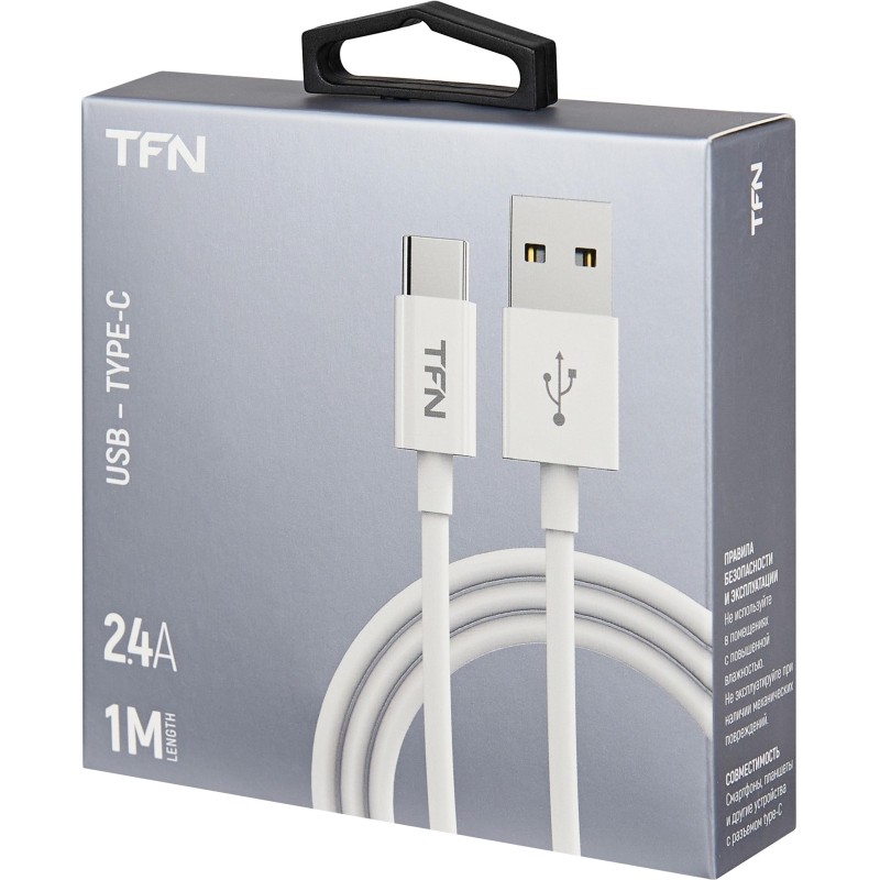 Кабель TYPE-C, TFN, 1.0м. Цвет:белый (TFN,TFN-CUSBCUSB1MTPWH)