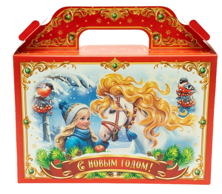 Новогодний сладкий подарок Новогодняя тройка Картон 1000 грамм, K073
