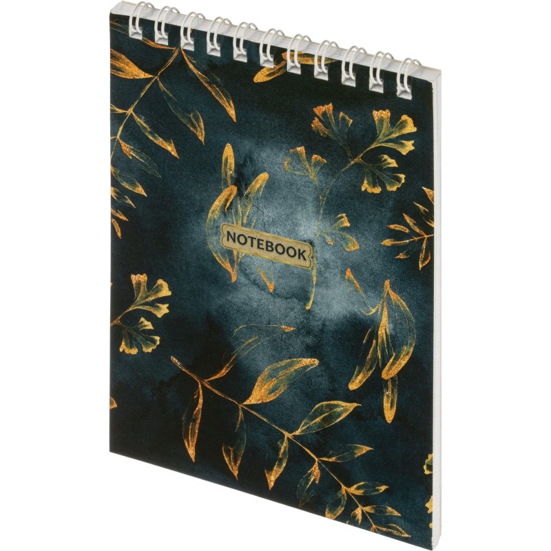 Блокнот Floral А6 60л, клетка, обл. мел.картон,спираль,синий