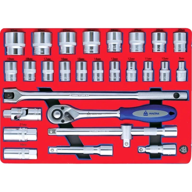 Набор головок торцевых 1/2 28 предметов МАСТАК 5-004228 Набор головок торцевых 1/2 28 предметов МАСТАК 5-004228