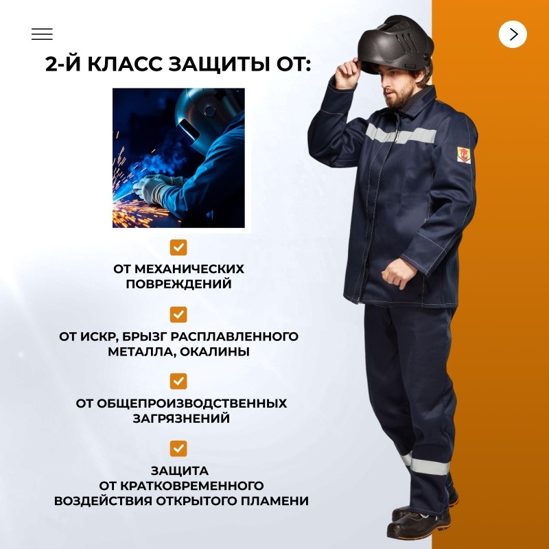 Костюм сварщика усиленый 100% х/б 450 г/м2 (модель КСТ06) (р.48-50) 182-188