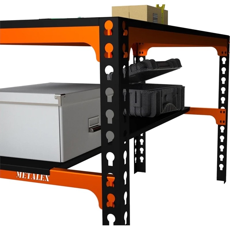 Стол производственный металлический Metalex 750х1200х600 оранжево-чёрный