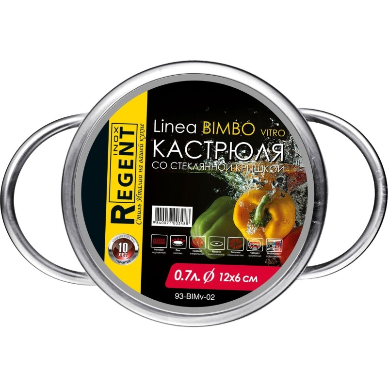 Кастрюля со стек. кр. 0,7л; 12х6 см Linea BIMBO vitro 93-BIMv-02
