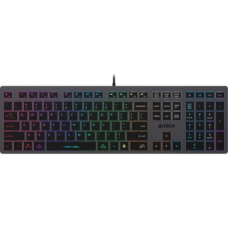 Клавиатура A4Tech Fstyler FX60H серый USB slim LED (FX60H GREY/NEON)