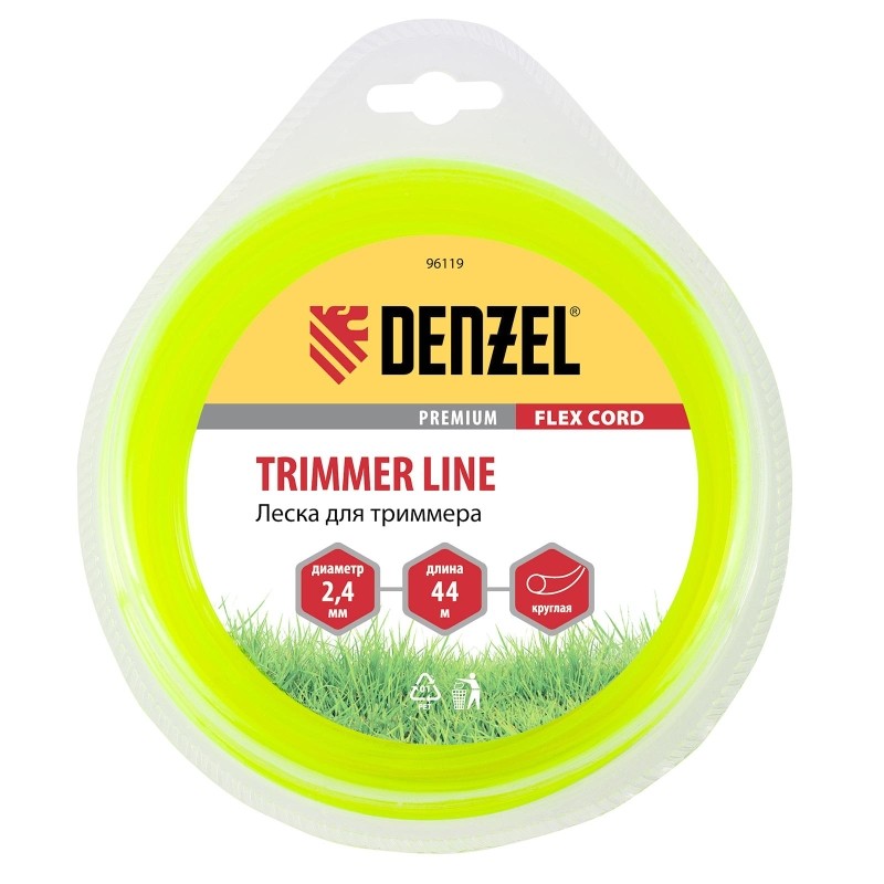 Леска для триммера круглая 2,4 мм х 44 м FLEX CORD Denzel 96119