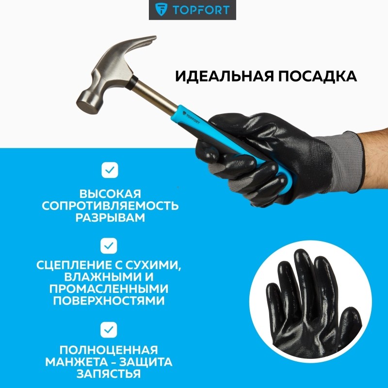 Перчатки защитные TopFort НН01 нейлон с нитриловым покрытием р.7