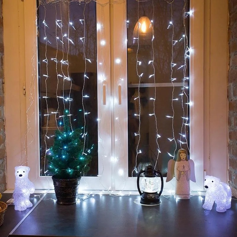 Гирлянда светодиодная Дождь 1,5x1 м, 96 LED, мерцание, Белый, 235-025 Гирлянда светодиодная Дождь 1,5x1 м, 96 LED, мерцание, Белый, 235-025