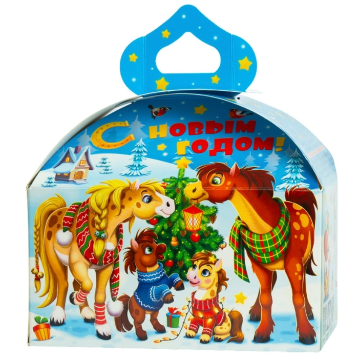 Новогодний сладкий подарок Веселый праздник Картон 1000 грамм, K075