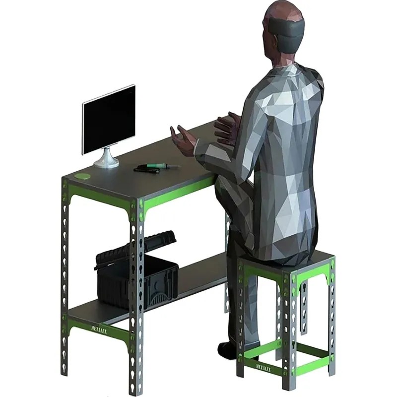 Стол производственный металлический Metalex 750х1400х600 зел/сер