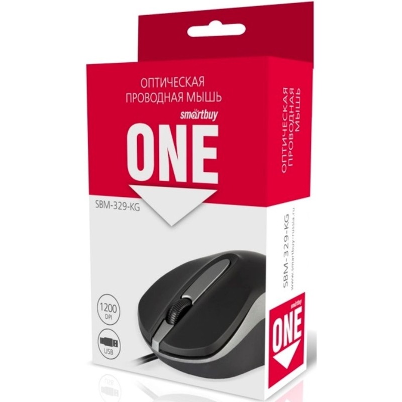 Мышь компьютерная Smartbuy ONE 329 черно-серая (SBM-329-KG)