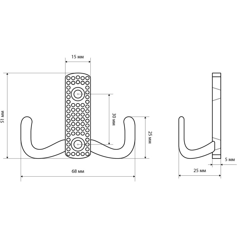 Вешалка настенная УЗК Крючок двухрожковый StahlBuro 011 B AB(16127),ст.брон