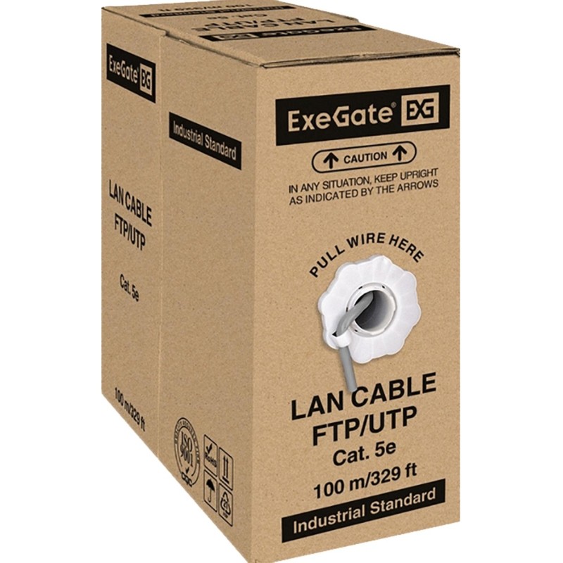 Кабель ExeGate UTP4-C5e-CCA-S24-IN-PVC-GY-100 UTP 5e, 100м &lt;EX281816RUS