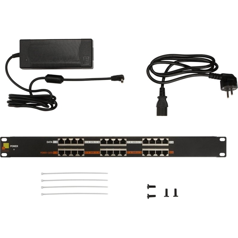 Патч-панель LANMASTER LAN-PP12-POE/A1 POE 19, 12 портов, один БП 48V, 120W