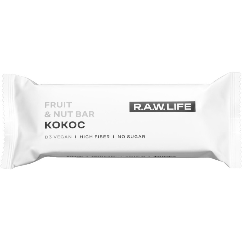 Батончик R.A.W.LIFE орехово-фруктовый Кокос, 47гx15шт/уп