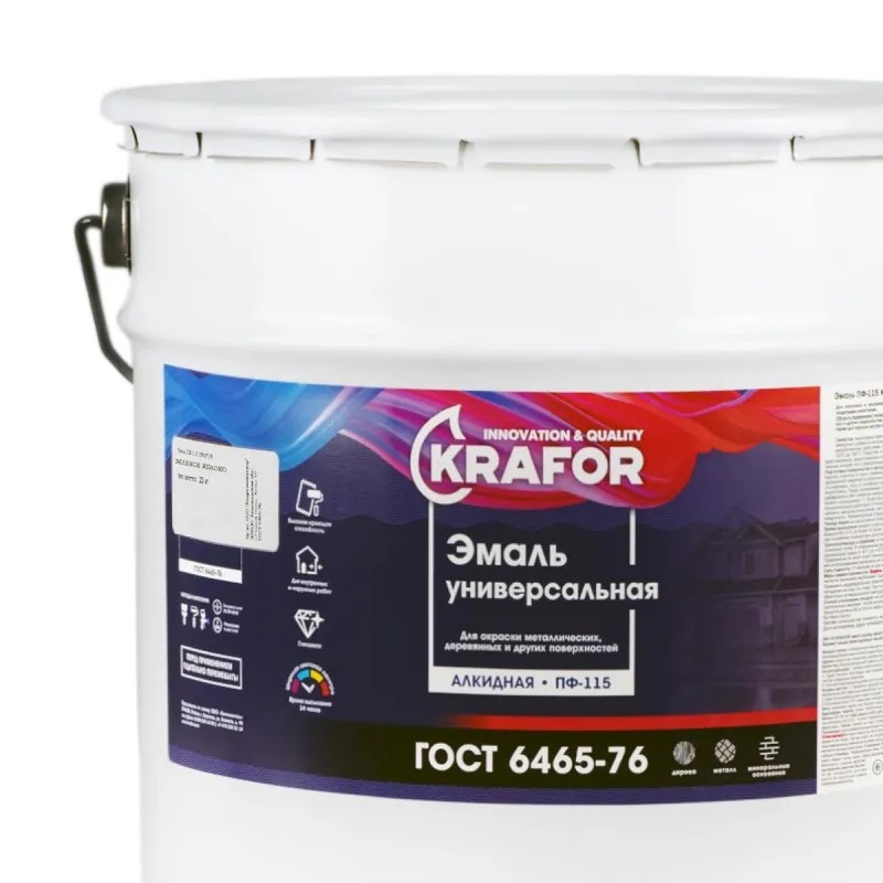 Эмаль ПФ-115 универсальная , алкидная, Krafor, 20 кг, зеленое яблоко
