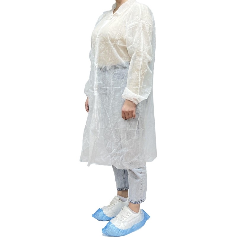 Халат н/с процед, рук.рез, на кнопк, XXXL, пл 25, белый, 10 шт/уп