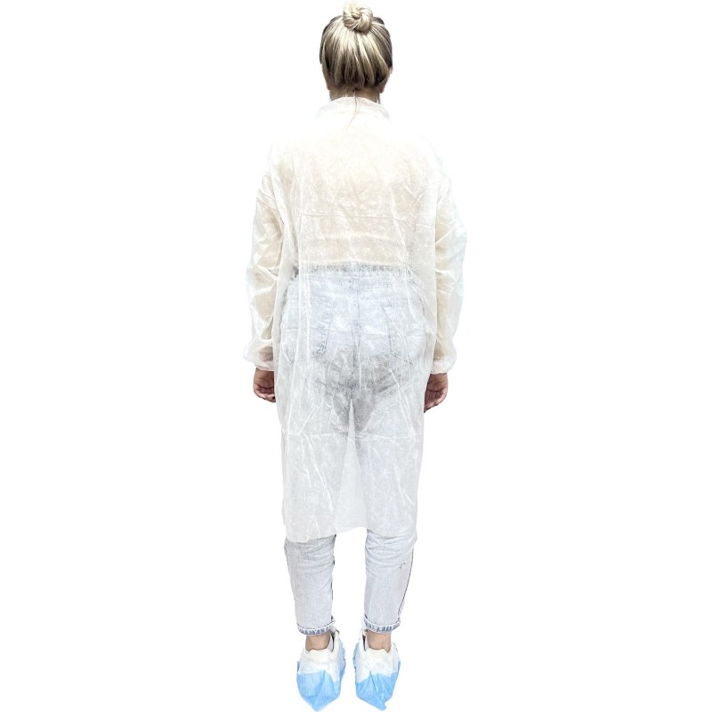 Халат н/с процед, рук.рез, на кнопк, XXXL, пл 25, белый, 10 шт/уп