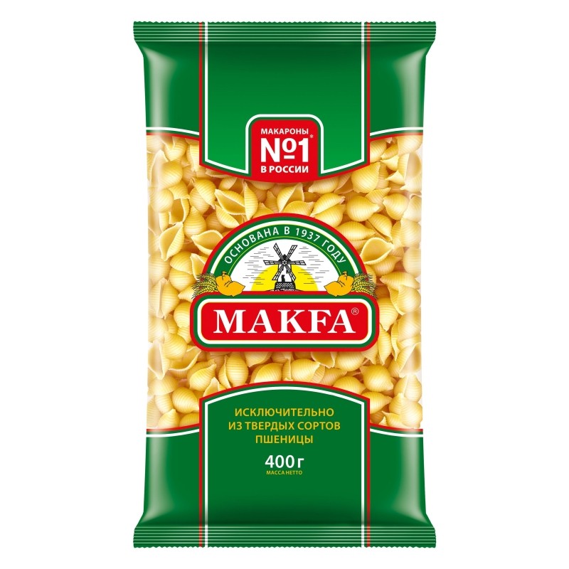 Макароны Макфа  Ракушки группы А в/с, 400 г