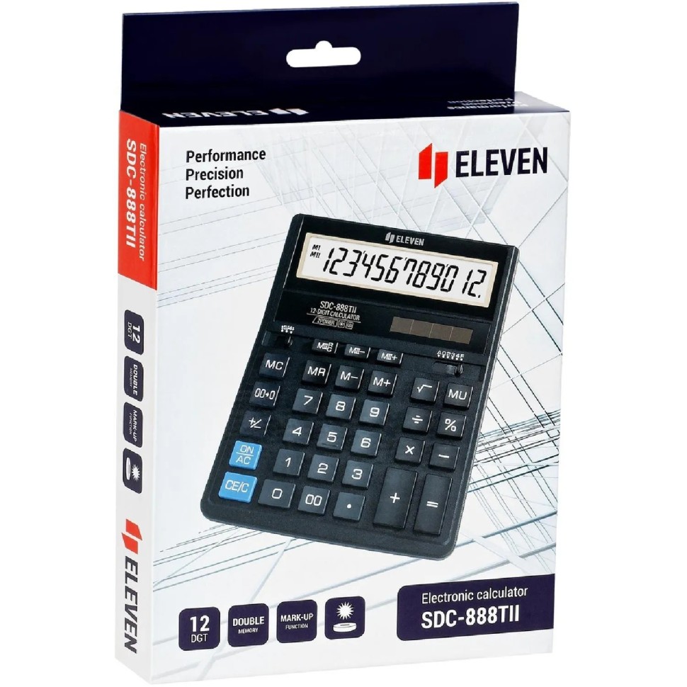 Калькулятор настольный ПОЛНОР Eleven SDC-888TII 12р дв.пит 203х158х31мм чер Калькулятор настольный ПОЛНОР Eleven SDC-888TII 12р дв.пит 203х158х31мм чер