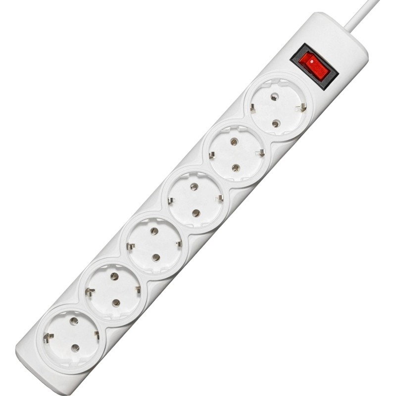 Сетевой фильтр PROGIX PG640 6р/2м/3,5кВТ/16А заземление, белый, ПВС 3х1.5