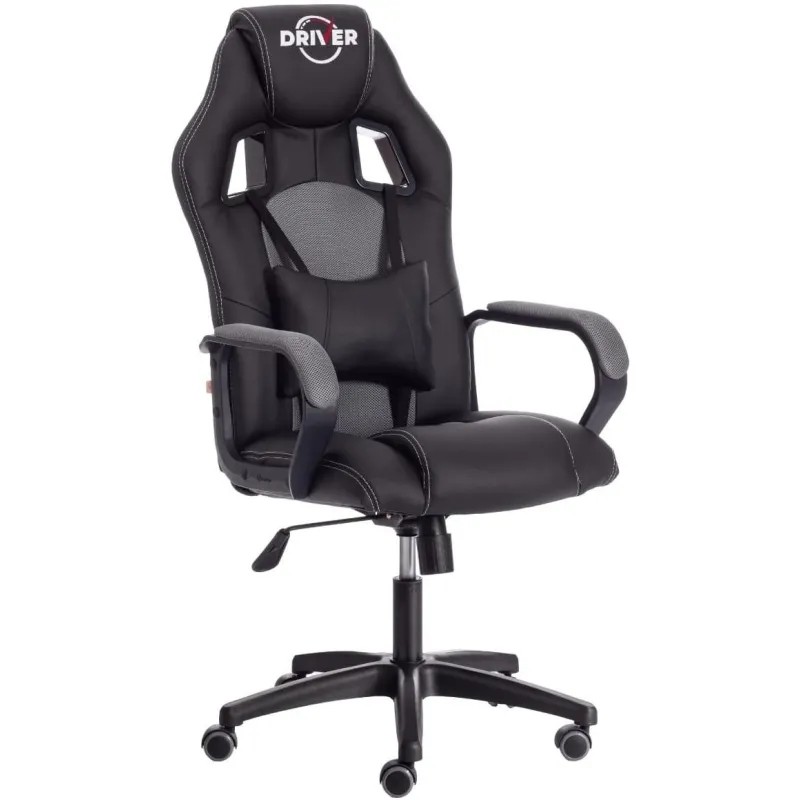 Кресло UT_DRIVER (22) 36-6/TW-12 кож/зам/ткань, черный/серый