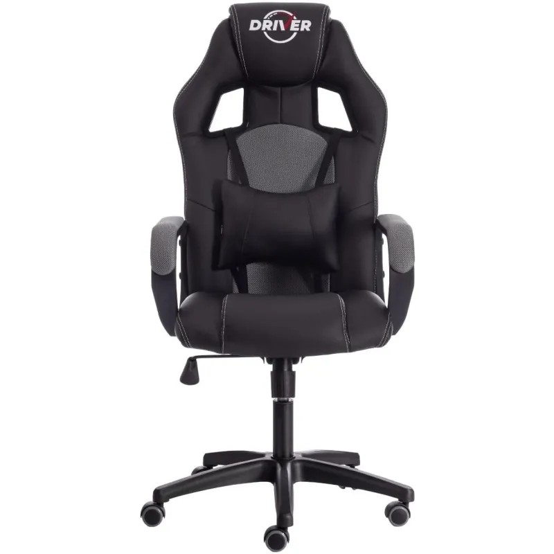 Кресло UT_DRIVER (22) 36-6/TW-12 кож/зам/ткань, черный/серый