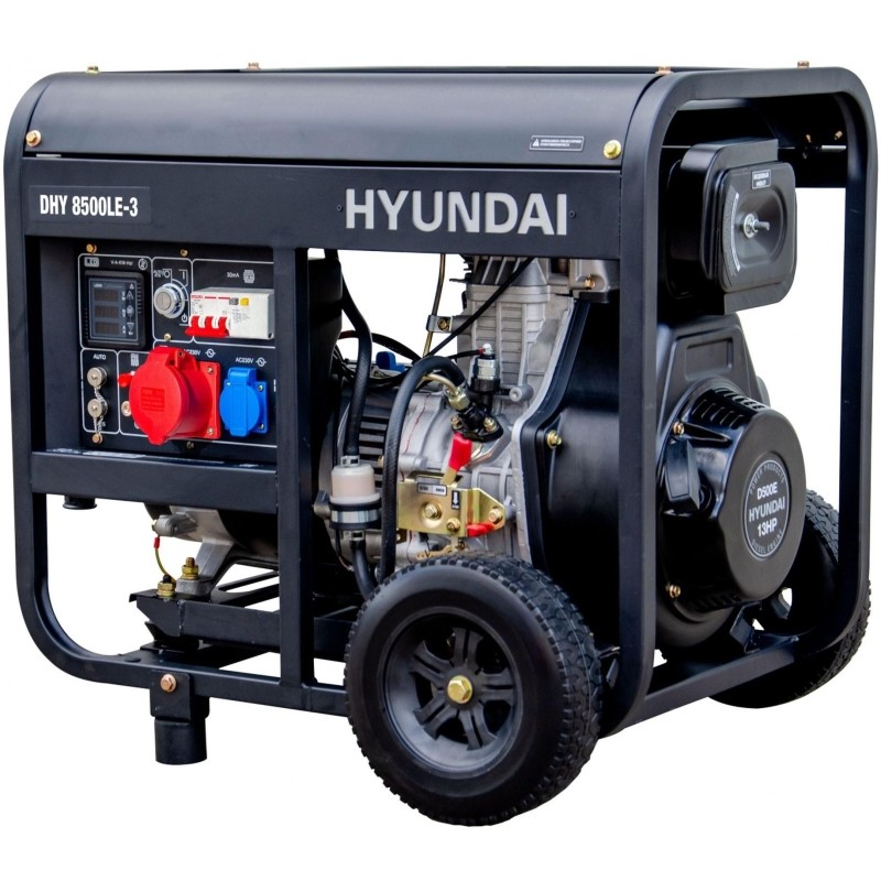 Генератор дизельный HYUNDAI 6.5кВт, AVR, 3-фазный, эл.стартер(DHY 8500LE-3)