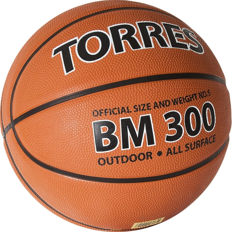 Мяч баск. трен. TORRES BM300, B02015, р.5 темнооранжево-черный